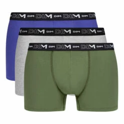 Lot De 3 Boxers Homme Bleu Vert Quartz Dim Coton Stretch -Offres DIM Boutique D6596T3 AK9 03