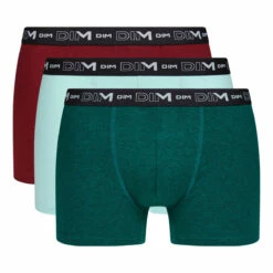 Lot De 3 Boxers Homme Bleu Vert Rouge Dim Coton Stretch -Offres DIM Boutique D6596T3 AKA 03